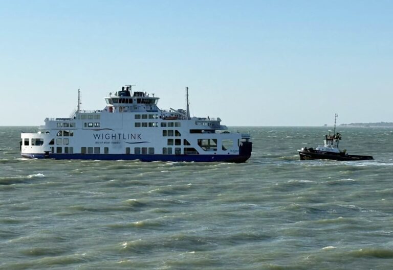 SAILINGS CANCELLED AFTER TUG CALLED TO ASSIST FAULT-HIT WIGHTLINK FERRY