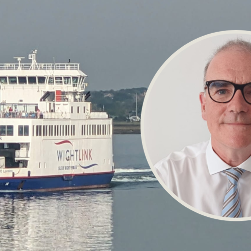 Wightlink's Wight Light and Keith Greenfield. (Image: Isle of Wight County Press)